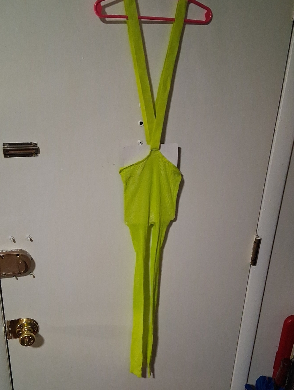 Fantasy Lingerie Neon Lime Mesh One-Piece Bodysuit NWOT